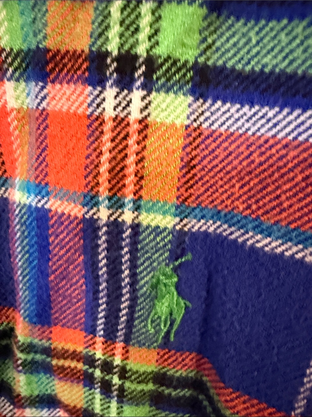Polo by Ralph Lauren Blue Orange Green Plaid Button-Down Flannel feel Shirt - Picture 3 of 8